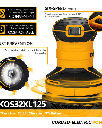Ponceuse Orbitale 320W DKOS32XL125 – Plateau 125 mm