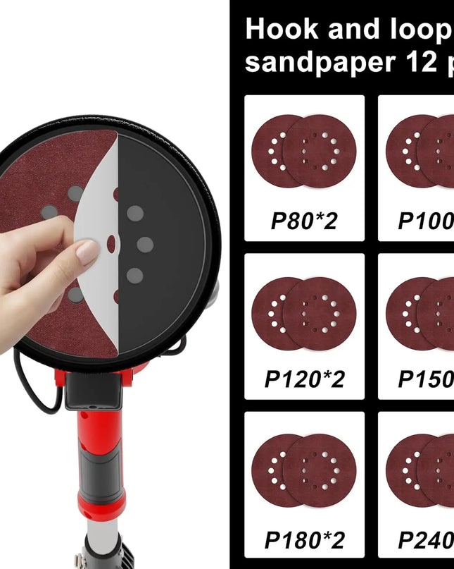 Ponceuse Murale 750W à Vitesse Variable – LED et Aspiration